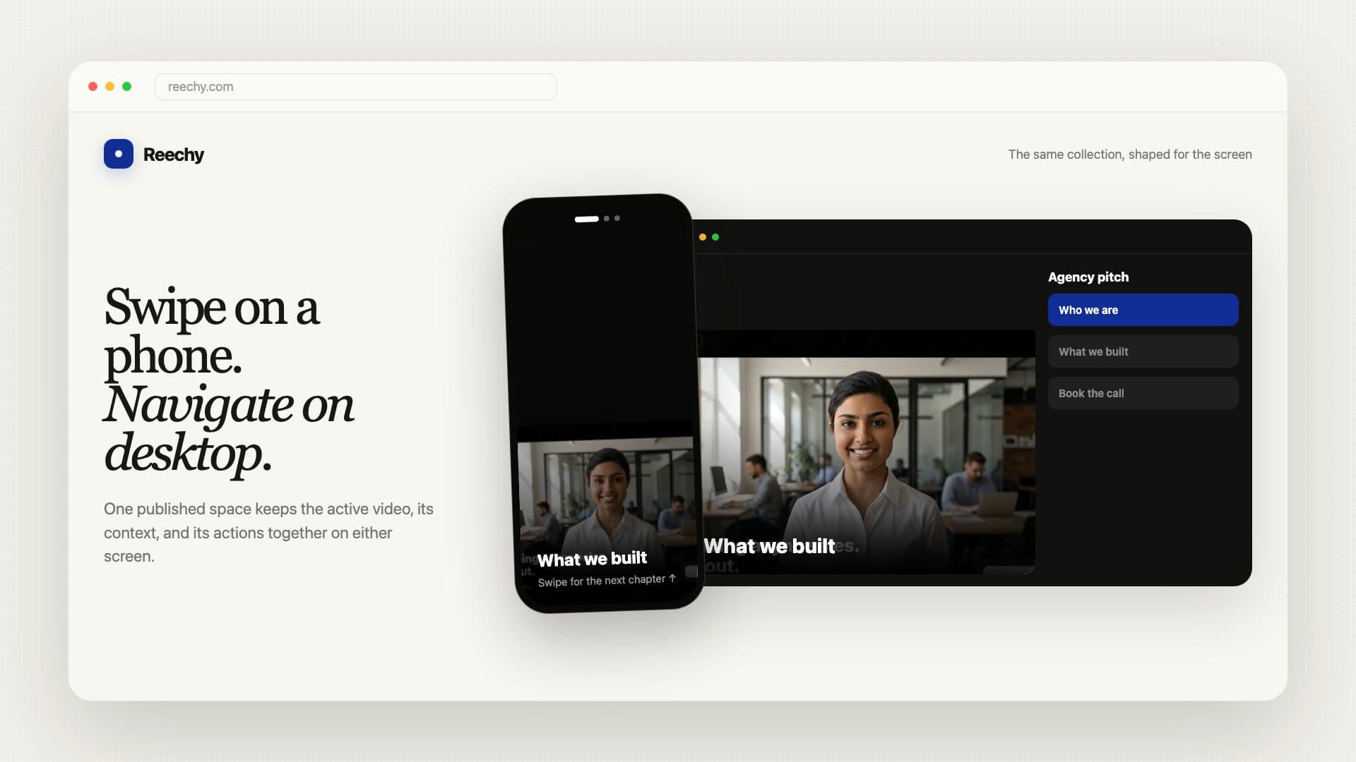 The same Reechy collection adapted for phone and desktop